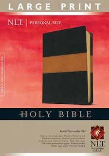 Holy Bible Nlt, Personal Size Large Print Edition, Tutone (red Letter, Leatherlike, Black/tan)