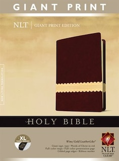 Holy Bible, Giant Print Nlt, Tutone (red Letter, Leatherlike, Wine/gold, Indexed)