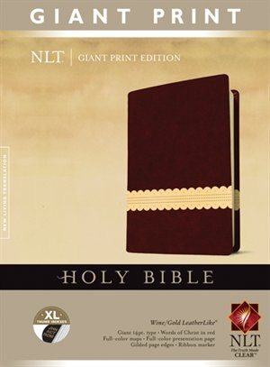 Holy Bible, Giant Print Nlt, Tutone (red Letter, Leatherlike, Wine/gold, Indexed)