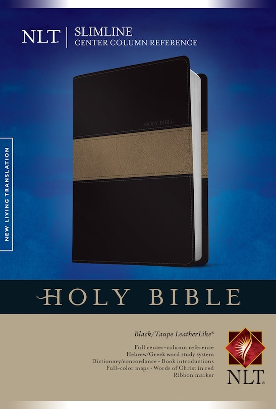 Couverture_Slimline Center Column Reference Bible NLT, TuTone (LeatherLike, Black/Taupe, Red Letter)