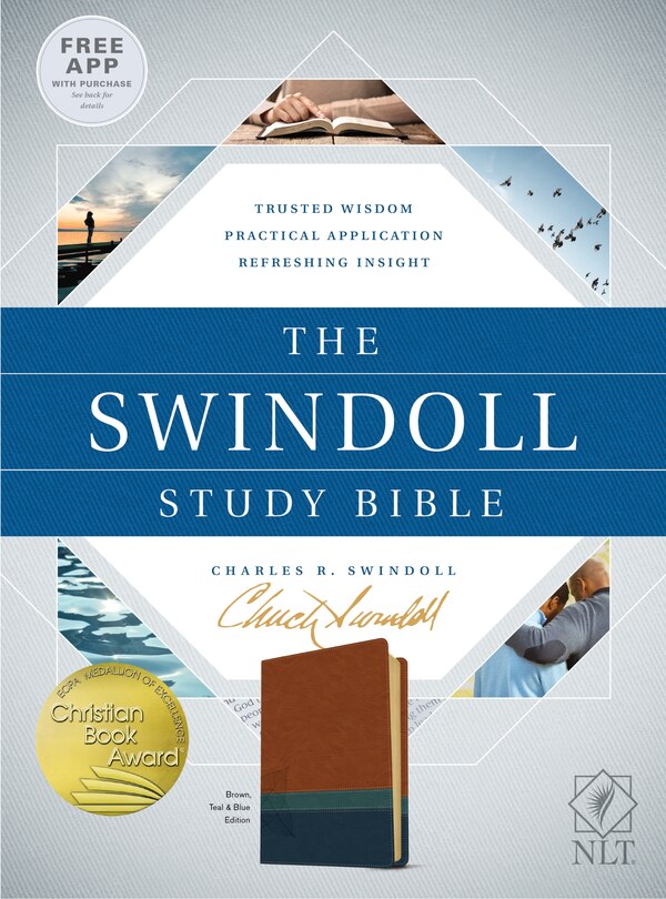 Couverture_The Swindoll Study Bible NLT, TuTone (LeatherLike, Brown/Teal/Blue)