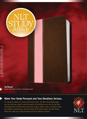 Couverture_Nlt Study Bible, Tutone (red Letter, Leatherlike, Dark Brown/pink)