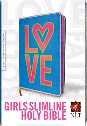Front cover_Girls Slimline Bible Nlt (red Letter, Hardcover, Blue/neon)