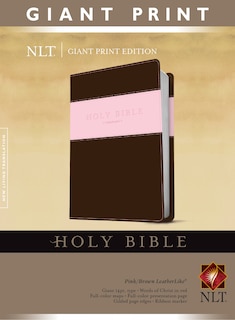 Couverture_Holy Bible, Giant Print NLT, TuTone (LeatherLike, Pink/Brown, Red Letter)