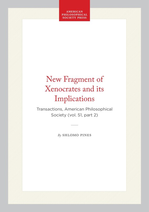Couverture_New Fragment of Xenocrates and its Implications