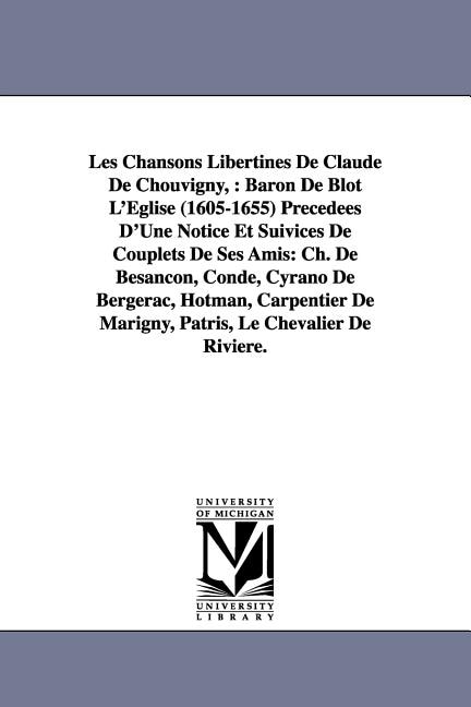 Couverture_Les Chansons Libertines de Claude de Chouvigny,