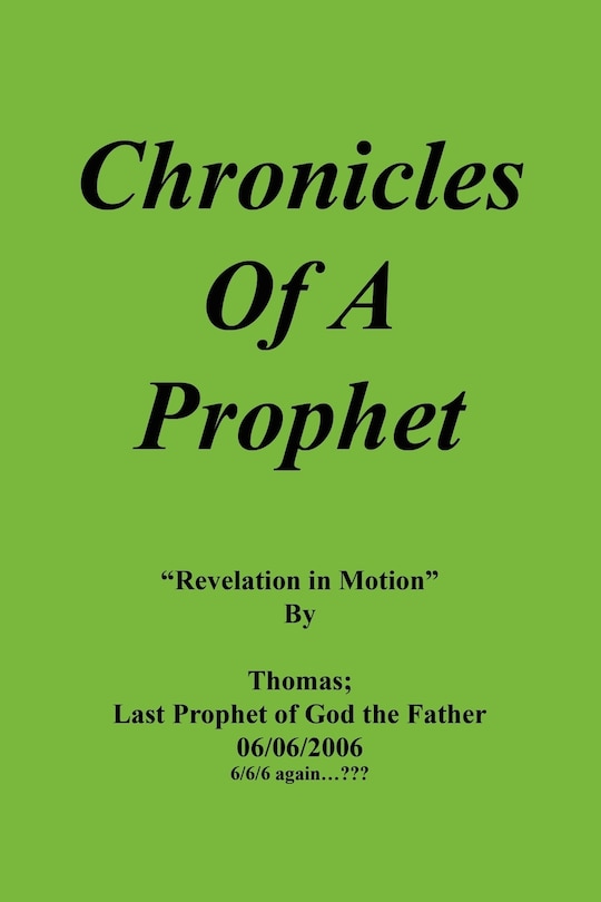 Front cover_Chronicles Of A Prophet