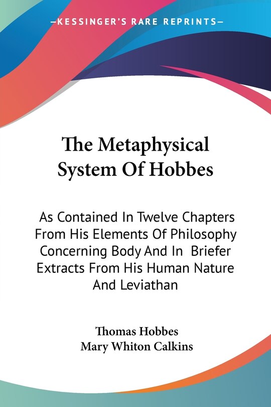 Couverture_The Metaphysical System Of Hobbes