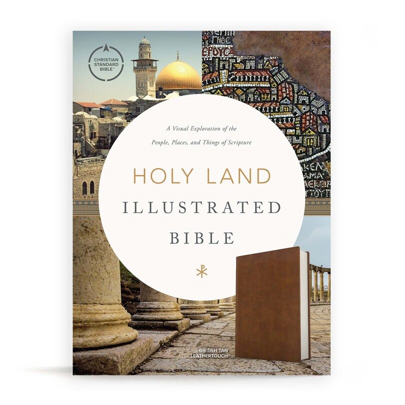 Front cover_Csb Holy Land Illustrated Bible, British Tan Leathertouch