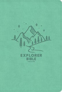 Front cover_CSB Explorer Bible for Kids, Light Teal Mountains LeatherTouch