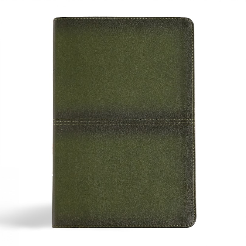 Front cover_CSB Men's Daily Bible, Olive LeatherTouch, Indexed