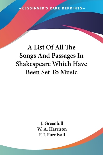 Couverture_A List Of All The Songs And Passages In Shakespeare Which Have Been Set To Music