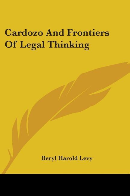 Couverture_Cardozo And Frontiers Of Legal Thinking