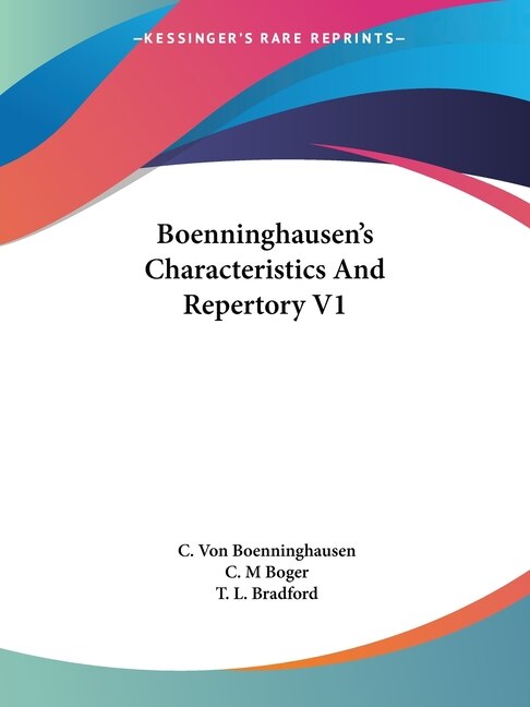 Couverture_Boenninghausen's Characteristics And Repertory V1
