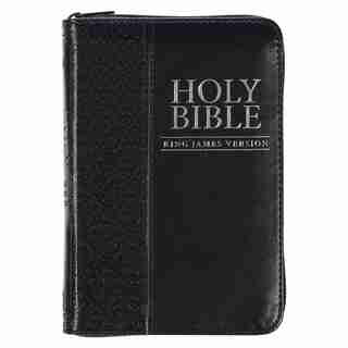 KJV Holy Bible, Mini Pocket Size, Faux Leather w/Ribbon, King James Version, Black, Zipper Closure by Christian Gifts