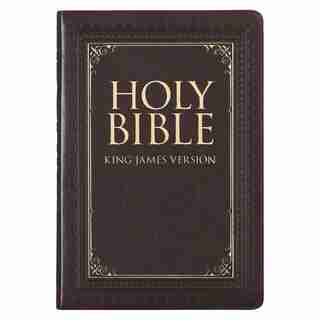 KJV Holy Bible, Thinline Large Print Faux Leather Red Letter Edition - Thumb Index & Ribbon Marker, King James Version, Dark Brown by Christian Gifts