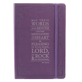 Christian Art Gifts Purple Faux Leather Journal, The Words Of My Mouth - Psalm 19:14, Flexcover Inspirational Notebook w/Elastic Closure 160 Lined Pages w/Scripture, 5.8 x 8.5 Inches [Imitation Leather] Christian Art Gifts