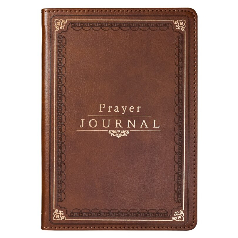 Front cover_Prompted Faux Leather Prayer Journal Brown Matt. 6:9-13
