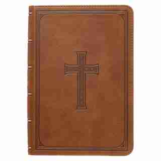 KJV Holy Bible, Compact Large Print Faux Leather Red Letter Edition - Ribbon Marker, King James Version, Saddle Tan by Christian Gifts