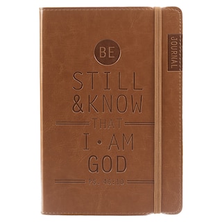 Front cover_Journal w/Elastic Be Still Brown Ps. 46:10