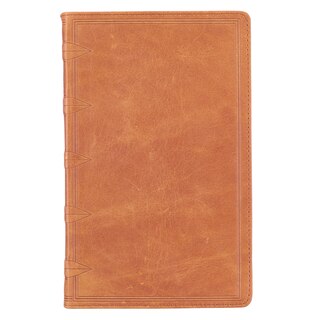 Front cover_Tan Premium Leather Giant Print Bible  With Thumb Index - Kjv