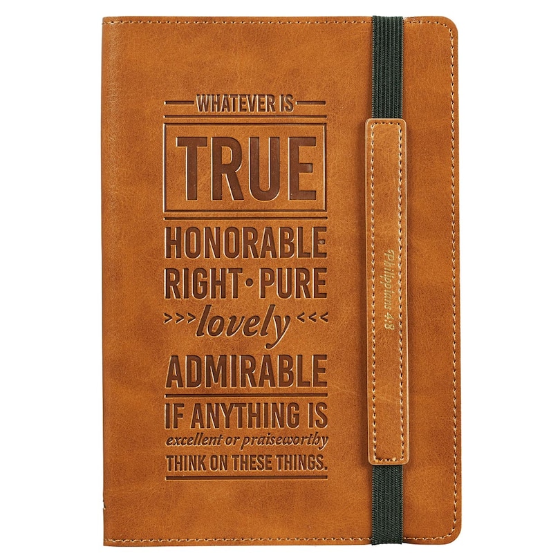 Front cover_Whatever Is True Flexcover Dotted Journal With Elastic Closure  Philippians 4:8