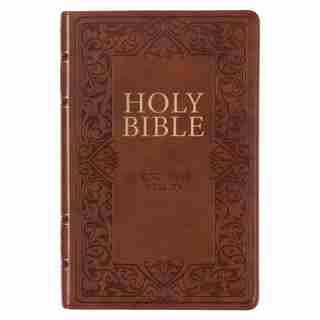 KJV Holy Bible, Standard Size Faux Leather Red Letter Edition - Thumb Index & Ribbon Marker, King James Version, Medium Brown by Christian Gifts