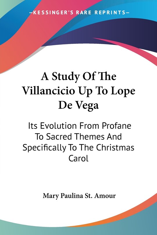 Couverture_A Study Of The Villancicio Up To Lope De Vega