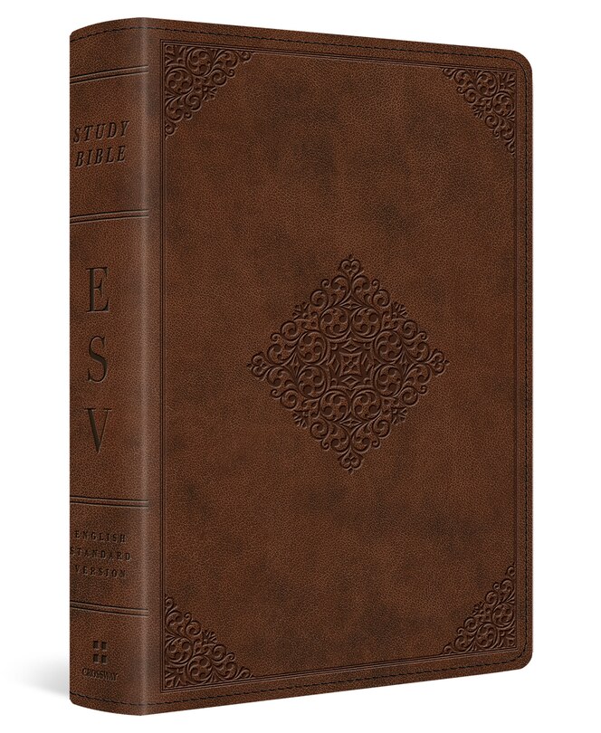 Front cover_Esv Study Bible, Personal Size (trutone, Saddle, Ornament Design)