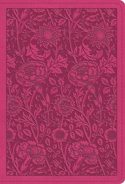 Front cover_Esv Large Print Compact Bible (trutone, Berry, Floral Design)