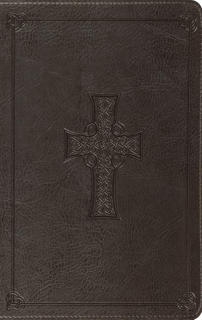 Esv Large Print Thinline Bible (trutone, Charcoal, Celtic Cross Design)