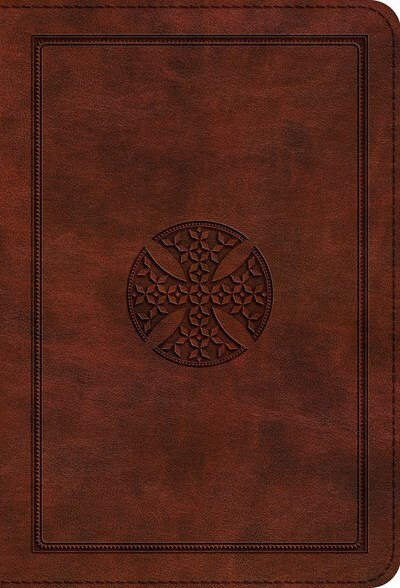 Front cover_Esv Large Print Compact Bible (trutone, Brown, Mosaic Cross Design)