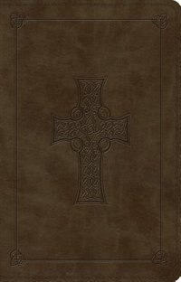 Front cover_Esv Large Print Thinline Reference Bible (trutone, Olive, Celtic Cross Design)