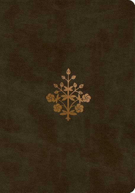 Couverture_Esv Single Column Journaling Bible, Large Print (trutone, Olive, Branch Design)