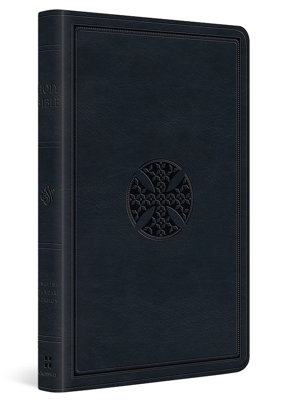 Front cover_ESV Premium Gift Bible (TruTone, Navy, Mosaic Cross Design)