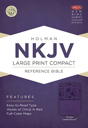 Nkjv Large Print Compact Reference Bible, Purple Leathertouch