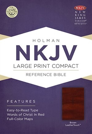 Nkjv Large Print Compact Reference Bible, Brown Leathertouch With Celtic Cross