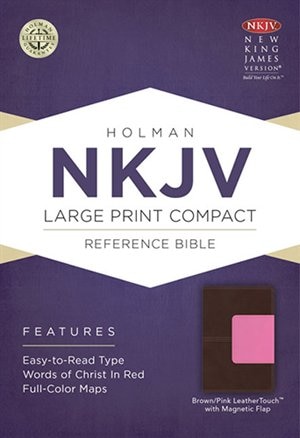 Front cover_Nkjv Large Print Compact Reference Bible, Brown/pink Leathertouch With Magnet Flap