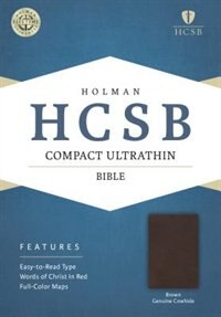 HCSB COMPACT ULTRATHIN BIBLE, BROWNGENUINE COWHIDE