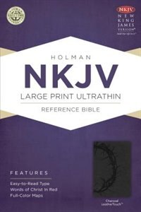 NKJV LARGE PRINT ULTRATHIN REFERENCE BIBLE, CHARCOAL LEATHERTOUCH