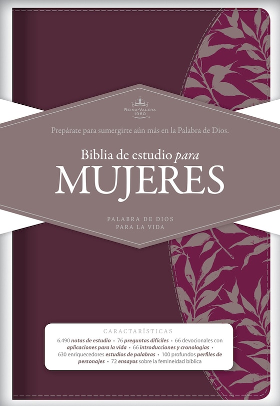 Couverture_RVR 1960 Biblia de Estudio para Mujeres, vino tinto/fucsia símil piel