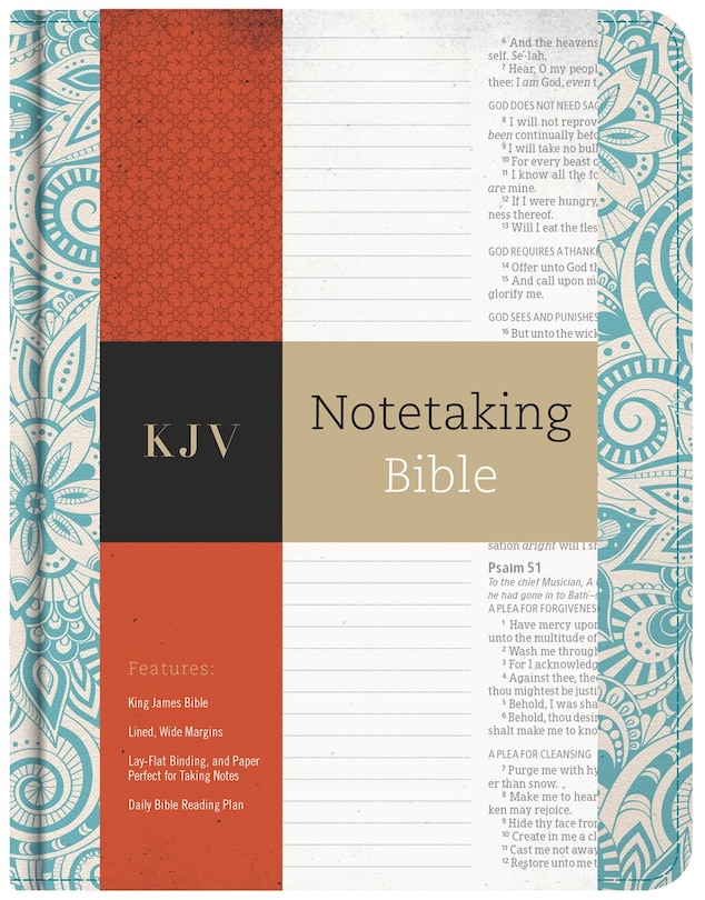 Front cover_KJV Notetaking Bible, Blue Floral Cloth Over Board