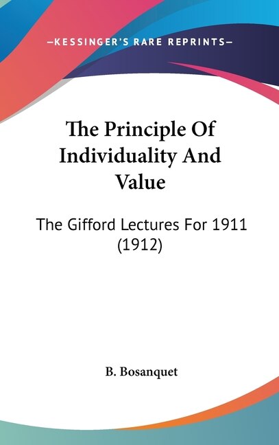 Couverture_The Principle Of Individuality And Value