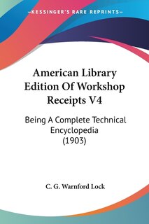 Couverture_American Library Edition Of Workshop Receipts V4