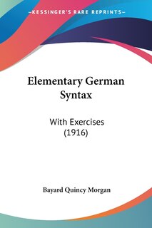Front cover_Elementary German Syntax