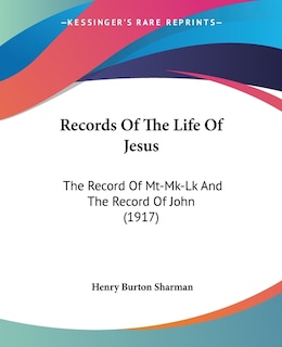 Front cover_Records Of The Life Of Jesus