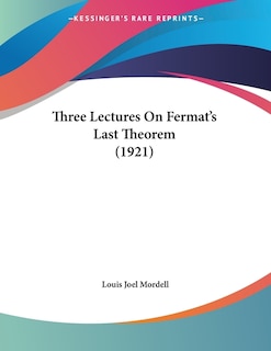 Couverture_Three Lectures On Fermat's Last Theorem (1921)