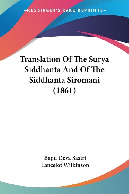 Front cover_Translation Of The Surya Siddhanta And Of The Siddhanta Siromani (1861)