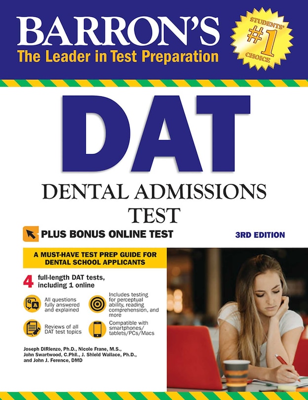 Front cover_DAT: Dental Admissions Test: Includes 3 Full Length Practice Tests + Online Access to Video Tutorials