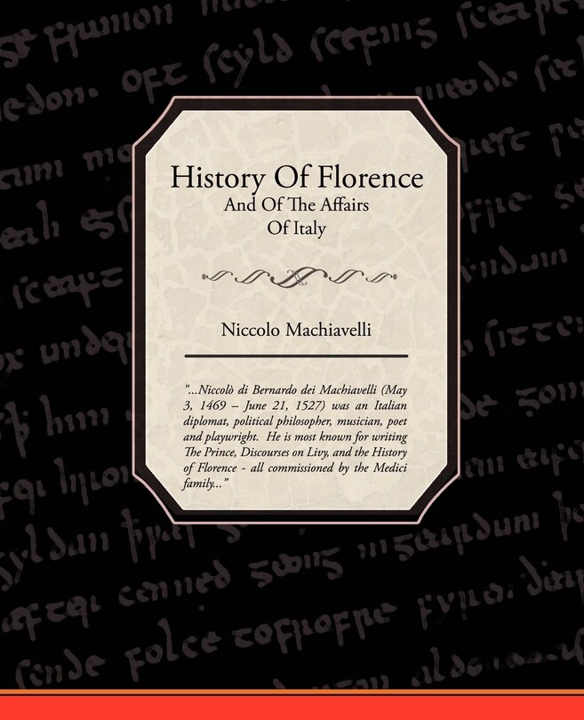 Couverture_History Of Florence And Of The Affairs Of Italy
